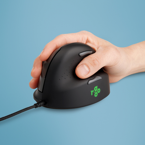 [RGOHE] R-Go Tools Mouse ergonomico R-Go HE Break con software di pausa, medio (lunghezza 165 mm ≥ 185 mm), destrorso, con cavo, nero