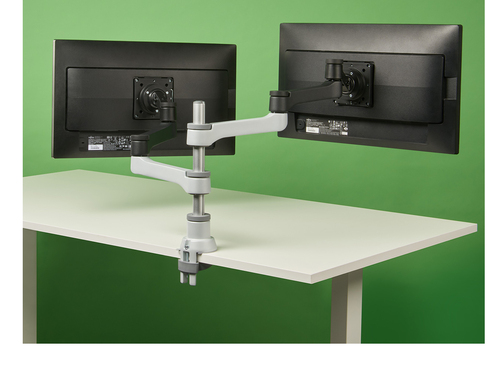 [RGOVLZE4TWSI] R-Go Tools Braccio per monitor R-Go Zepher, braccio regolabile per doppio monitor, capacità di carico fino a 8 kg, nero